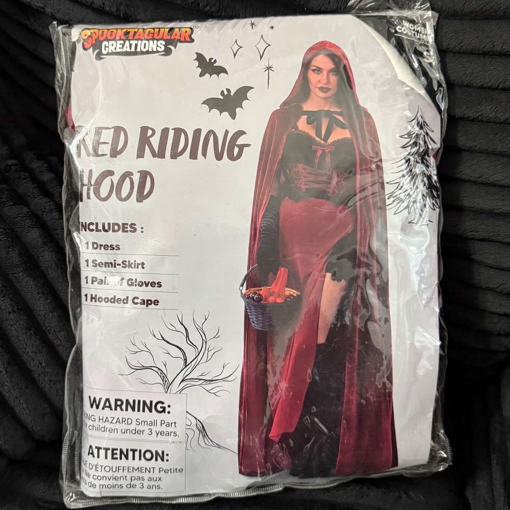 Spooktacular Creations Red Riding Hood Women Small Red New Gothic Costume Set